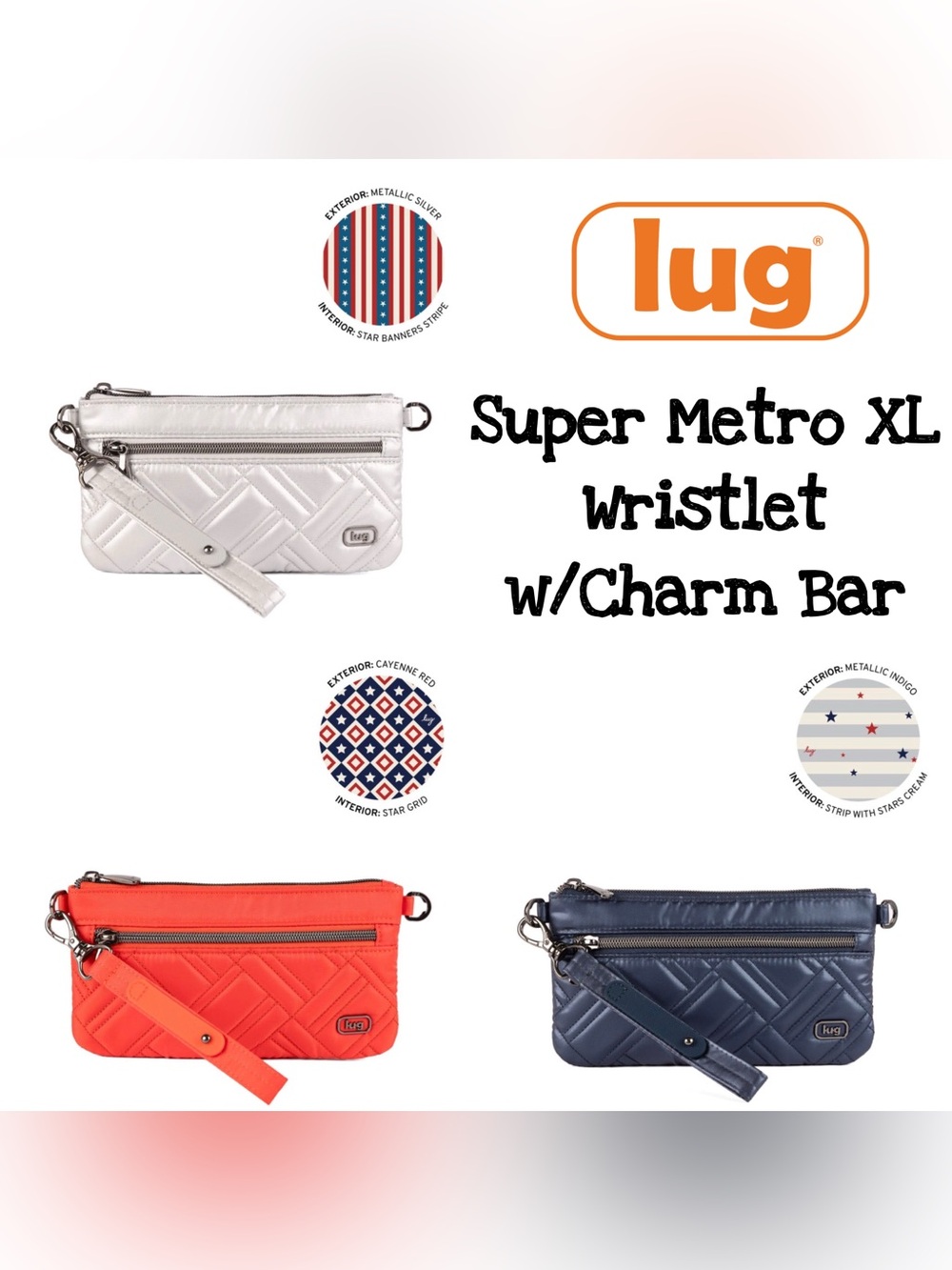 Lug Super Metro XL Wristlet w/Charm Bar NWT